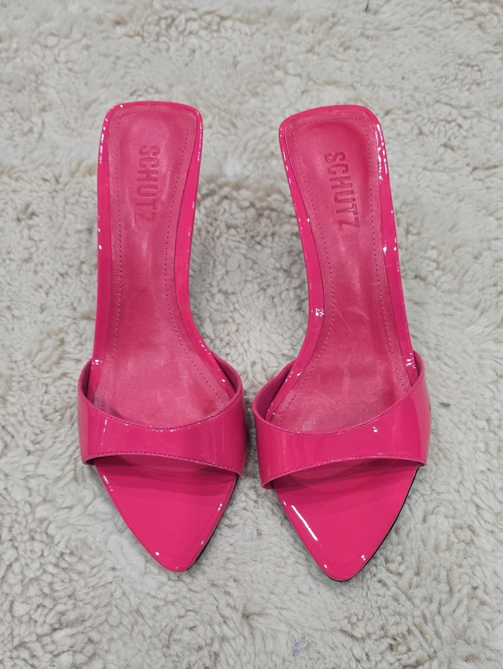 SCHUTZ Hot Pink Patent Slide Heels
